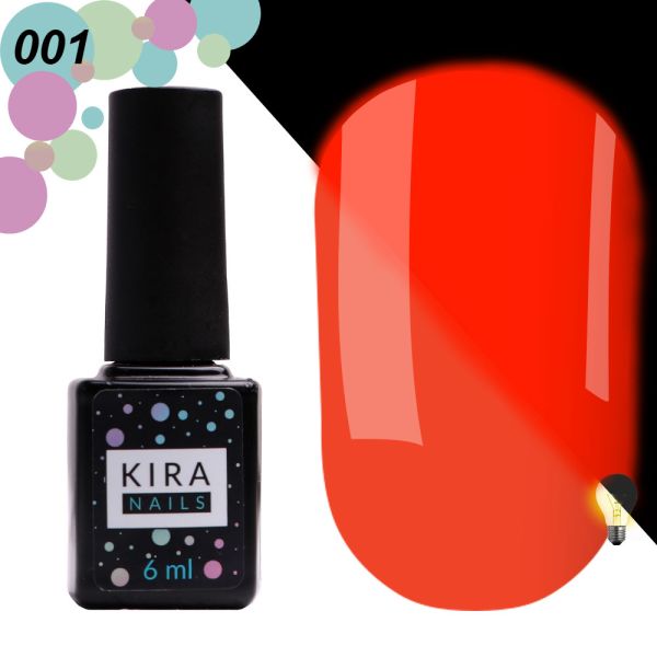 Гель-лак Kira Nails FLUO 001 (помаранчевий, флуоресцентний), 6 мл