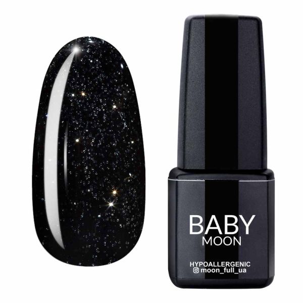Гель-лак Baby Moon Dance Diamond №01 чорно-зелений із срібний шимером, 6мл