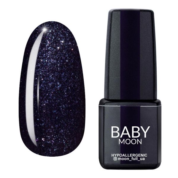 Гель-лак Baby Moon Midnight 08 чорний з шиммером, 6мл
