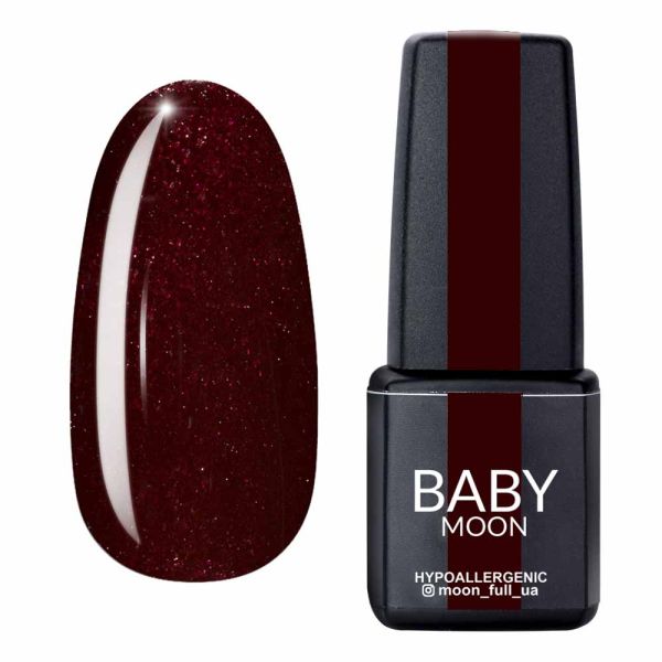 Гель-лак Baby Moon Dance Diamond 10 шоколадно-вишневий із дрібним шиммером, 6мл