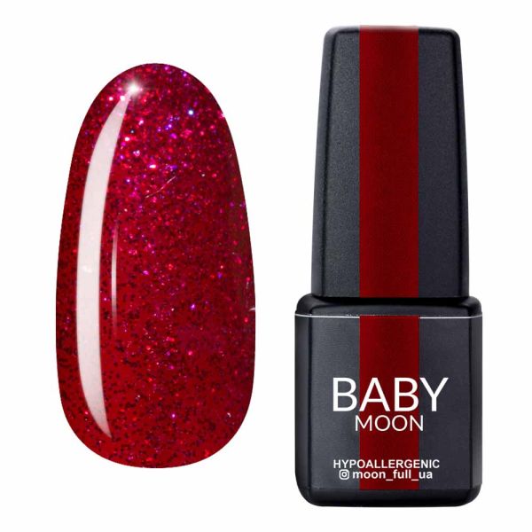 Гель-лак Baby Moon Dance Diamond 11 вишневий з блискітками, 6мл