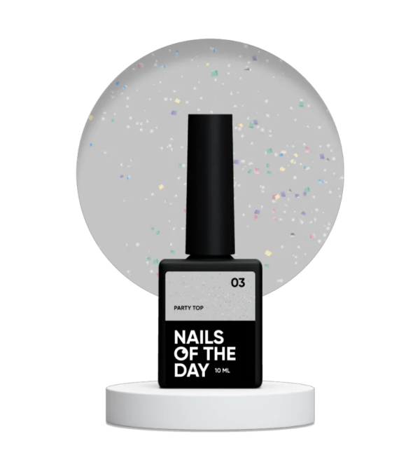 Топ NailsOfTheDay Party top 03  прозорий з голографічним шиммером  10 мл