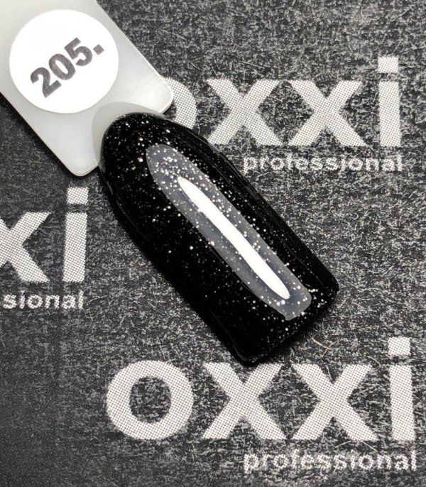 Гель-лак OXXI Professional №205 (черный с серебристыми блестками), 8 мл