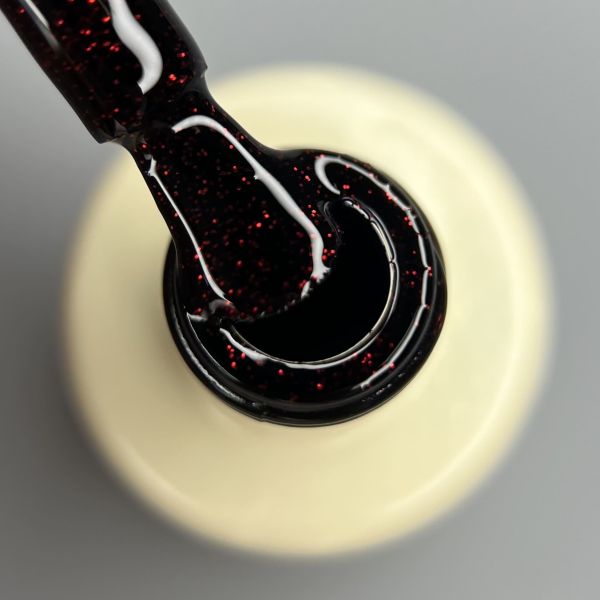 Гель-лак Nika Zemlyanikina  the gel polish 131 чорний з червоними блискітками, 6мл