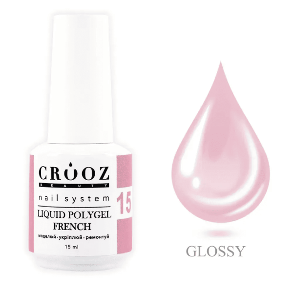 Рідкий полігель Crooz FRENCH Liquid Polygel 15 лілово-рожевий, 15мл