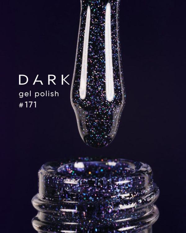 Гель-лак Dark 171 чорнильний з блискітками