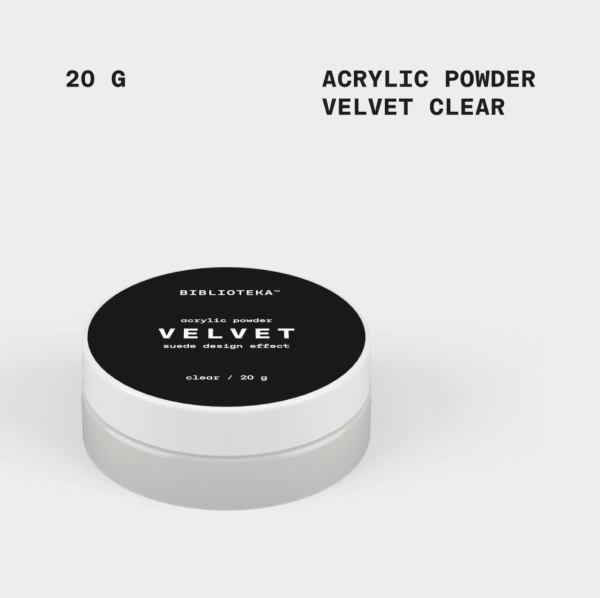 Акрилова пудра Biblioteka Acrylic Powder VELVET clear  прозора (мілка) 20г