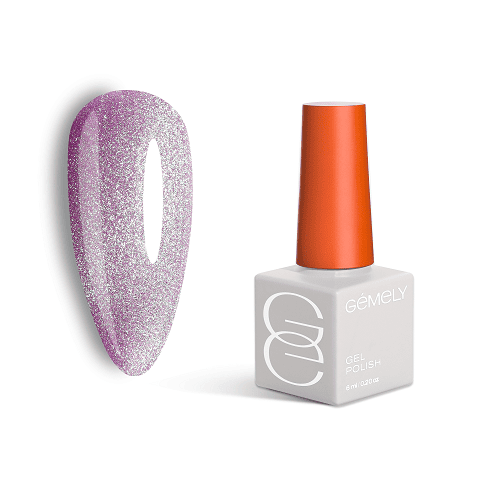 Гель-лак GEMELY  Cat Color 23 холодный лилово-розовый с золотистыми блестками, 6мл