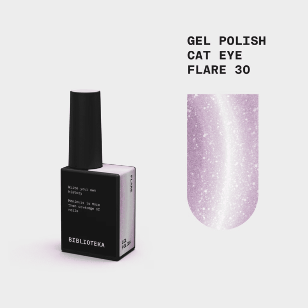Гель-лак Biblioteka Cat Eye 30 Flare насичений рожево-фіолетовий котяче око, 10мл