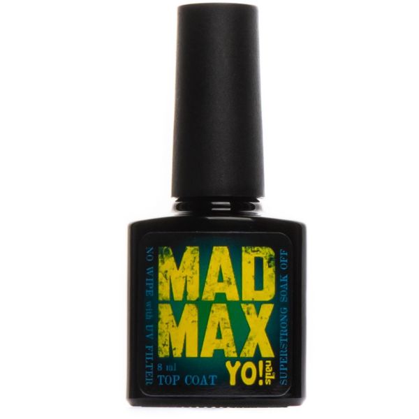 Супер стійкий топ без липкого шару Yo! Nails Mad Max з UV фільтром, 8 мл