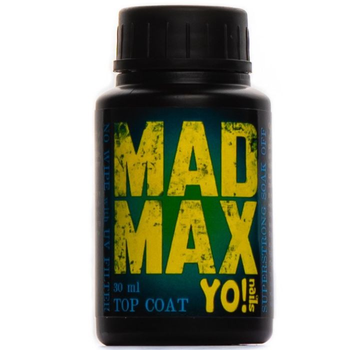 Супер стійкий топ без липкого шару Yo! Nails Mad Max з UV фільтром, 30 мл