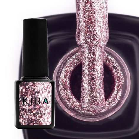 Гель-лак Kira Nails 24 Karat №006 (розовое золото с большим количеством блесток), 6 мл