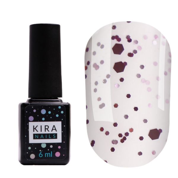Топ без липкого шару Kira Nails No Wipe Top Pink Yogurt з рожевою крихтою, 6 мл