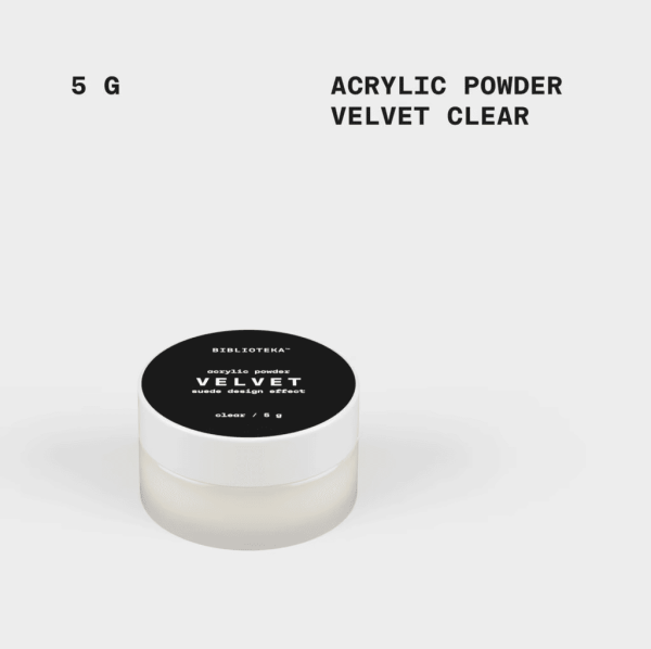 Акрилова пудра Biblioteka Acrylic Powder VELVET clear  прозора (мілка) 5г