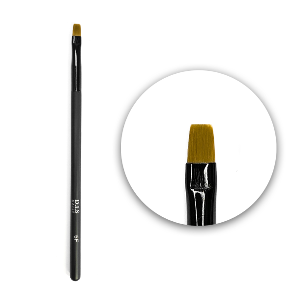 Пензель для дизайну DIS Nails 5F (8 мм) Syntetic, пряма, чорна ручка 