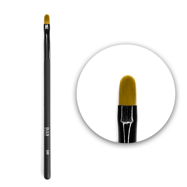 Кисть для дизайна DIS Nails 5R (10 мм) Syntetic, овал, черная ручка