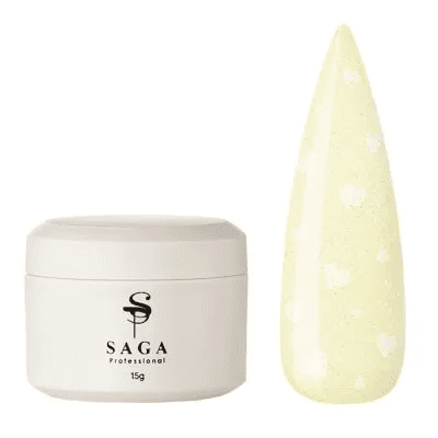 Моделирующий гель Saga Heart Gel 07 нежно-желтый с сердечками, 15мл
