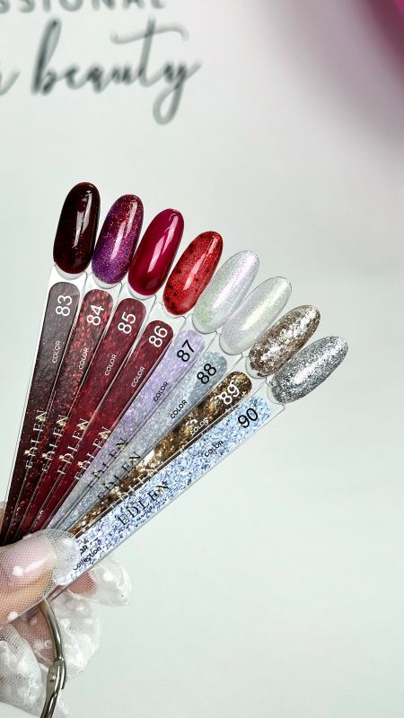 Гель-лак Edlen Color 9мл 084 бордовий з червоними блискітками