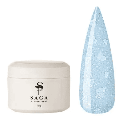 Моделирующий гель Saga Heart Gel 08 голубой с сердечками, 15мл