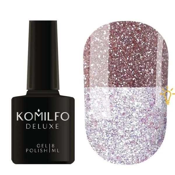 Гель-лак Komilfo Luminous Flash Collection L004 (бежевий світловідбиваючий), 8 мл