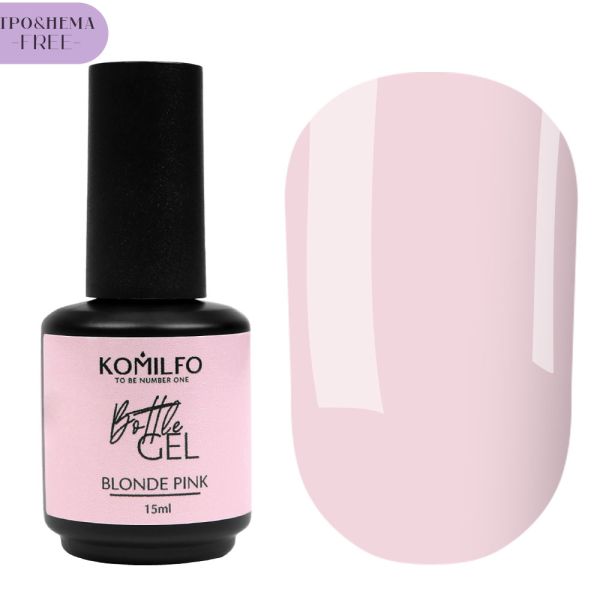 Рідкий гель Komilfo Bottle Gel Blondie Pink з пензликом, 15мл