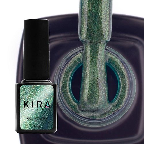 Гель-лак Kira Nails Cat Eye №005 (синьо-зелений, магнітний), 6 мл