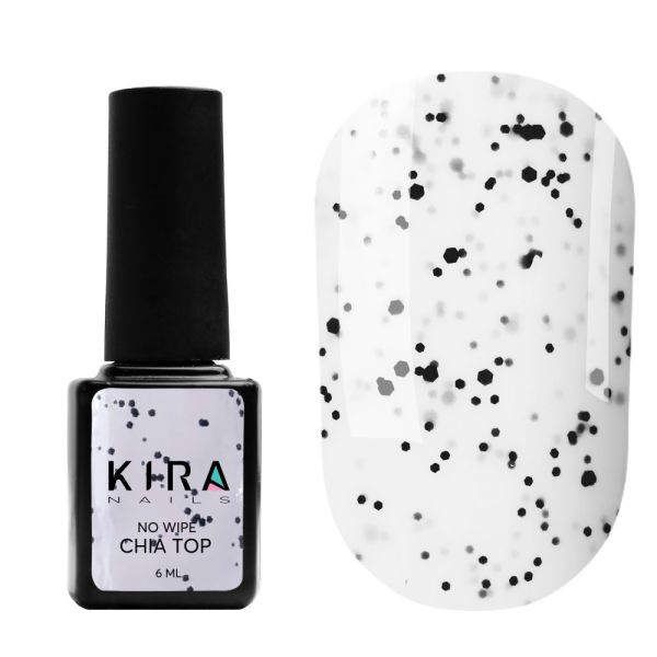 Топ без липкого шару Kira Nails No Wipe Top Silver Shard зі срібною поталью, 6 мл
