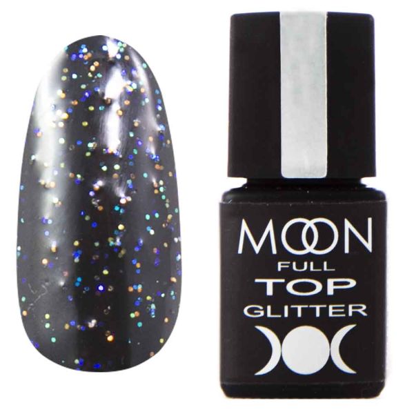 Top Glitter MOON FULL №1 Rainbow (прозорий з різнобарвним мікроблиском), 8 мл