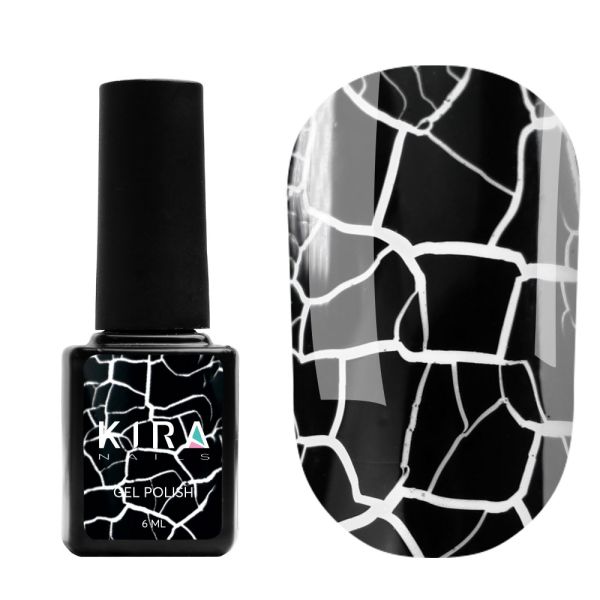 Гель-лак Kira Nails Crack Effect Black, чорний кракелюр 6 мл