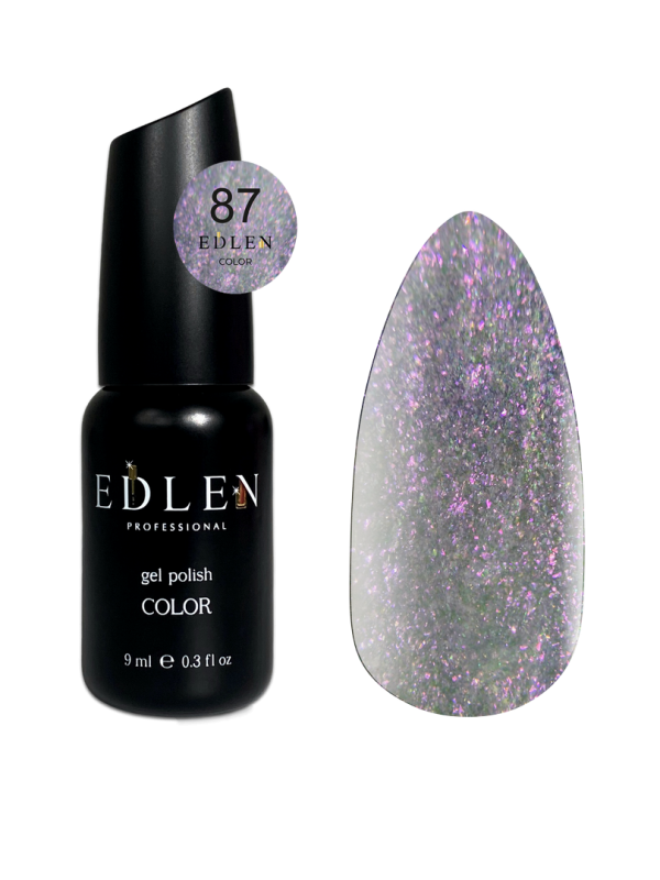Гель-лак Edlen Color 9мл 087 прозорий з фіолетовим шимером