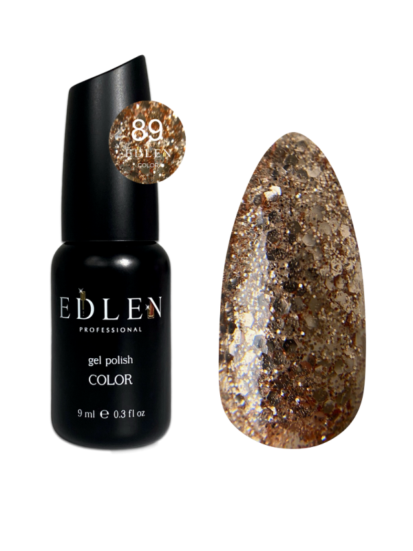 Гель-лак Edlen Color 9мл 089 прозорий з золотистими пластівцями
