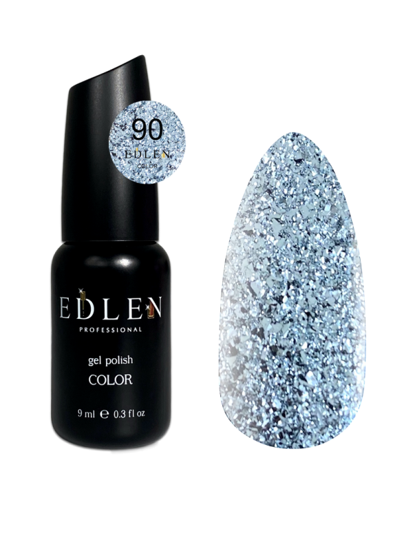 Гель-лак Edlen Color 9мл 090 прозорий із срібними пластівцями
