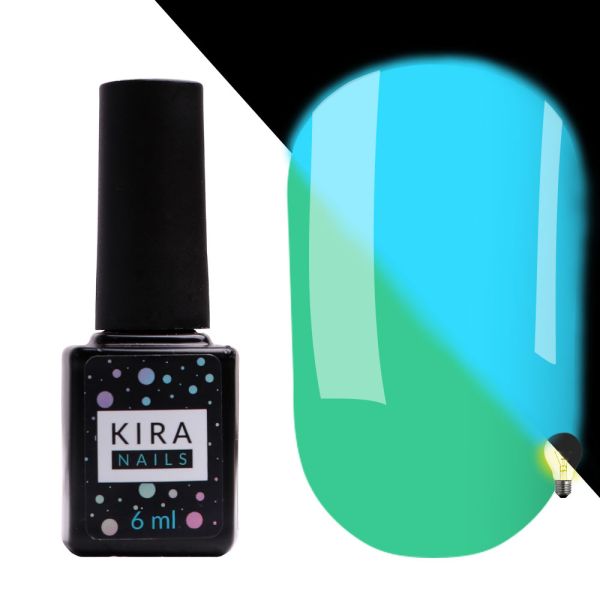 Гель-лак Kira Nails FLUO 011 (м'ятний, флуоресцентний), 6 мл