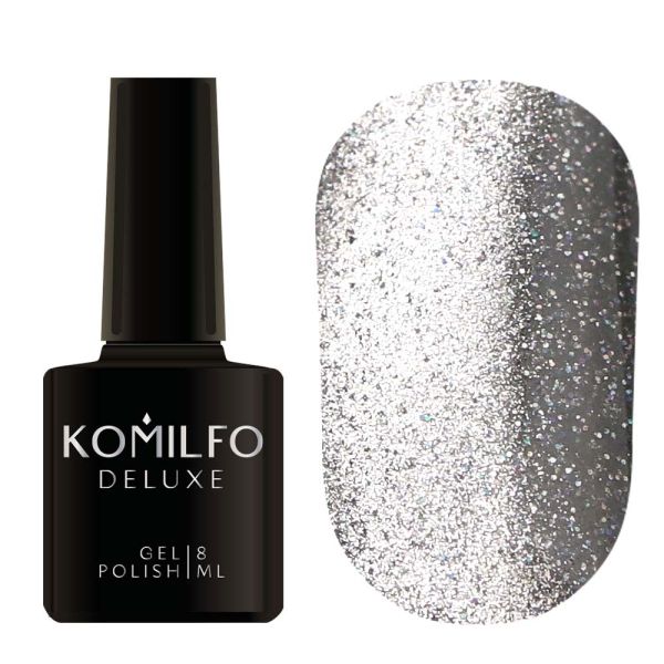 Гель-лак Komilfo Fairytale Cat Eye 001 (сріблясте світловідбивне котяче око), 8 мл