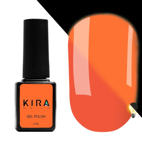 Гель-лак Kira Nails FLUO 007 (морквяно-червоний, флуоресцентний), 6 мл