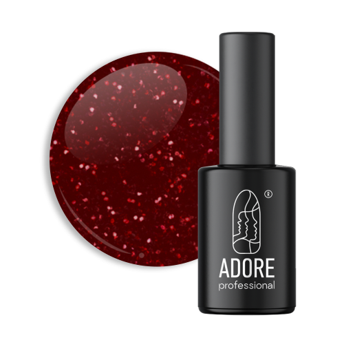 Гель-лак Adore 152 christmas темний червоний із глітером  8мл