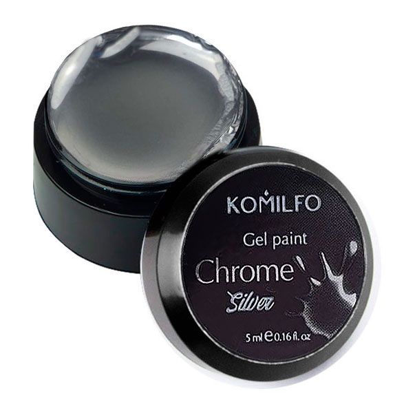 Хромова гель-фарба Komilfo Gel Paint Chrome Silver, 5 мл (без липкого шару)