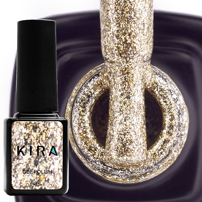 Гель-лак Kira Nails 24 Karat №004 (золото с большим количеством блесток), 6 мл