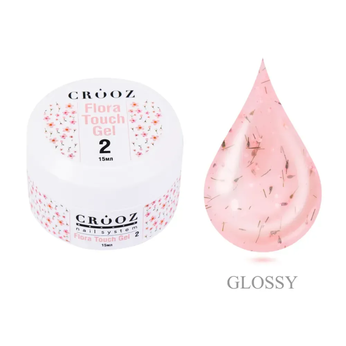 Гель Crooz Flora Touch Gel 02 ніжно-рожевий прозорий  з теплими пелюстками 15мл