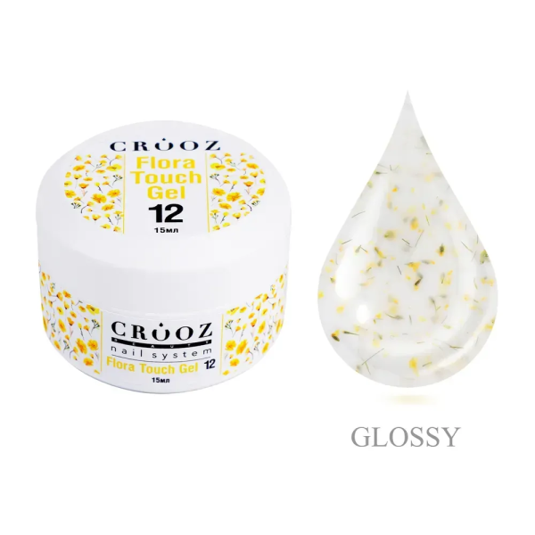 Гель Crooz Flora Touch Gel 12 молочний із жовтими сухоцвітами 15мл