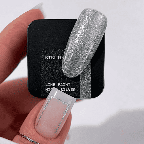 Мелкая серебряная гель-краска с липким слоем Biblioteka Line paint Micro Silver Wipe 5мл
