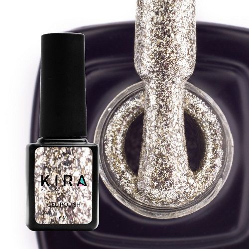 Гель-лак Kira Nails 24 Karat №003 (біле золото з великою кількістю блискіток), 6 мл