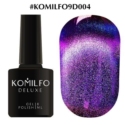 Гель-лак Komilfo Cat’s eye 9D №004 (пурпурно-синій, магнітний), 8 мл