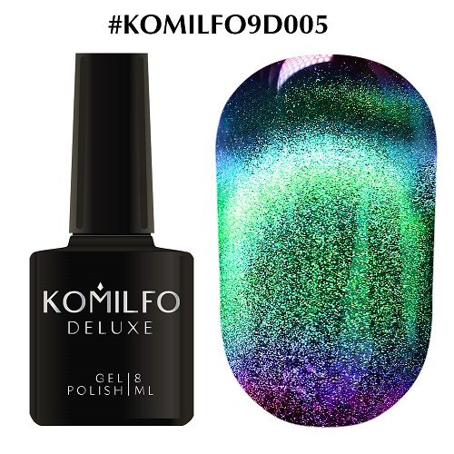 Гель-лак Komilfo Cat’s eye 9D №005 (смарагдово-винний, магнітний), 8 мл