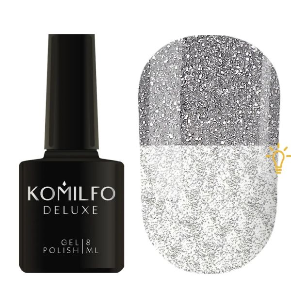Гель-лак Komilfo Luminous Flash Collection L001 (сріблястий світловідбиваючий), 8 мл