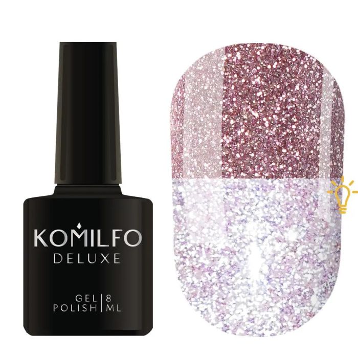 Гель-лак Komilfo Luminous Collection L002 (рожево-бузковий світловідбиваючий), 8 мл