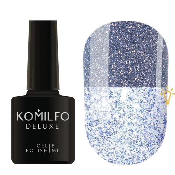 Гель-лак Komilfo Luminous Flash Collection L003 (синій світловідбиваючий), 8 мл
