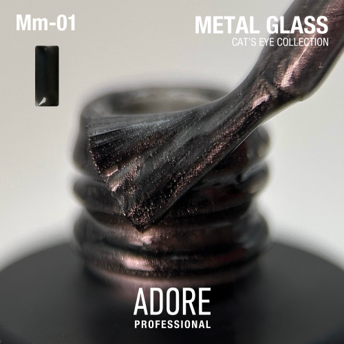 Гель-лак Adore  кошаче око Metal Glass Mm-01 графітово-чорний, 8мл