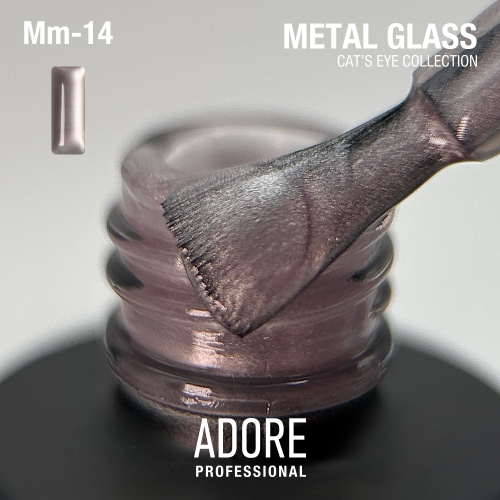 Гель-лак Adore  кошаче око Metal Glass Mm-14 попелясто-ліловий, 8мл