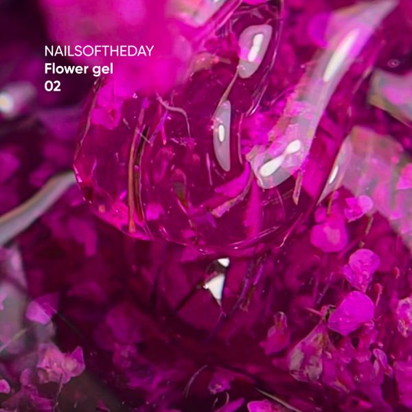 Рожевий будівельний гель з сухими квіточками NAILSOFTHEDAY Build gel Flower 02 15мл